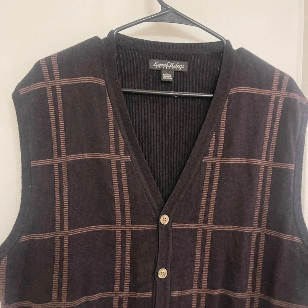 Vintage Cashmere Blend Kenneth Robert's Plaid Vest Preppy Old Money Classic